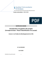 Introduction Ã La Gestion de Projets 2023-2024 - Identification - LED1 - Notes