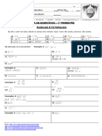 Lista Exercícios 9º Ano 1º Trimestre