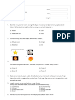 Soal Sumber-Sumber Energi Dan Energi Alternatif IPA SD Masaing 6