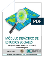 MÓDULO DIDÁCTICO DE ESTUDIOS SOCIALES. Geografía para La Vida (ESSO) Duodécimo Grado. Agosto 2020