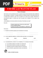 Uso de Las Mayusculas para Primero de Primaria