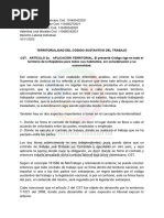 Territorialidad Del Codigo Sustantivo Del Trabajo