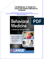 PDF Behavioral Medicine A Guide For Clinical Practice 5Th Edition Mitchell D Feldman Ebook Full Chapter