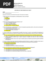 Microbiology and Parasitology - Prelim Quiz 1