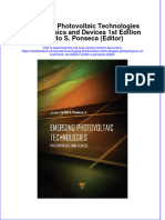 PDF Emerging Photovoltaic Technologies Photophysics and Devices 1St Edition Carlito S Ponseca Editor Ebook Full Chapter