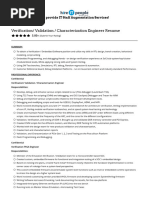 Verification - Validation - Characterization Engineer Resume - Hire IT People - We Get IT Done