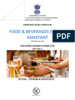 CTS Food and Beverages Service Assistant - CTS - NSQF-4