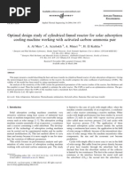 Optimal Design Study of Cylindrical Finned Reactor For Solar Adsorption Cooling Machine Working With Activated Carbon-Ammonia Pair