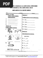 Kiswahili Activities Grade 1 Term 1 End Exam 2019