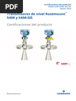 Certificaciones Del Producto Transmisores de Nivel Rosemount 5408 y 5408 Sis Es Es 1265620