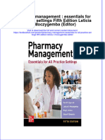 PDF Pharmacy Management Essentials For All Practice Settings Fifth Edition Leticia R Moczygemba Editor Ebook Full Chapter