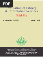 Evaluation of Library & Information Services: Bs (Lis)