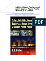 Textbook Safety Reliability Human Factors and Human Error in Nuclear Power Plants 1St Edition B S Dhillon Ebook All Chapter PDF