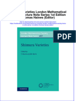 PDF Shimura Varieties London Mathematical Society Lecture Note Series 1St Edition Thomas Haines Editor Ebook Full Chapter