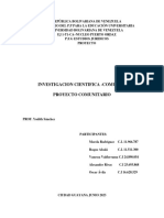 Investigacion Cientifica Comunitaria y Proyecto Cientifico