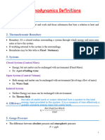 Thermodynamics Definitions Summary