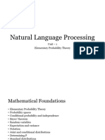 Natural Language Processing Natural Language Processing: Unit - 1 Elementary Probability Theory