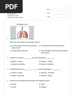 7th Grade Respiratory System