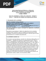 Guía de Actividades y Rúbrica de Evaluación - Unidad 1 - Tarea 1 - Solución de Modelos de Programación Lineal