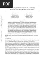 Bayesian Optimization of Sample Entropy Hyperparameters For Short Time Series