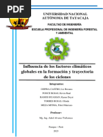 Influencia de Los Factores Climáticos Globales en La Formación y Trayectoria de Los Ciclones.