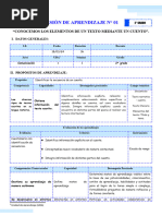 Sesión 1 - Conocemos Los Elementos de Un Texto Mediante Un Cuento - Com 2°