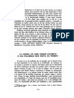 La Poesia de Jose Emilio Pacheco o Las Palabras Que Dicta El Tiempo 928055