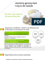 Previsão e Provisão de Recursos Materiais - Aula