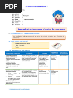 D1 A1 SESION COM. Leemos Instrucciones para El Control de Emociones