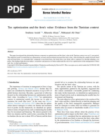 Tax Optimization and The Firm 'S Value: Evidence From The Tunisian Context