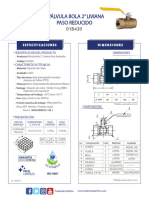 Válvula Bola 2" Liviana Paso Reducido: Especificaciones Dimensiones