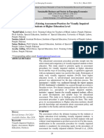 Exploring Equity in Existing Assessment Practices For Visually Impaired Students at Higher Education Level