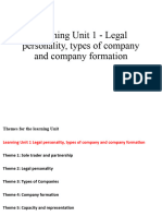 Learning Unit 1 - Legal Personality, Types of Company and Company Formation