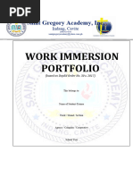 WORK IMMERSION PORTFOLIO Based On DepEd-1