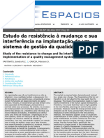 Estudo Da Resistência À Mudança e Sua Interferência Na Implantação de Um Sistema de Gestão Da Qualidade