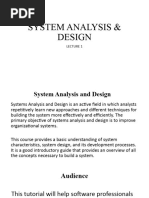 System Analysis & Design - Lecture 1