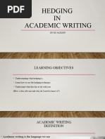 Hedging in Academic Writing