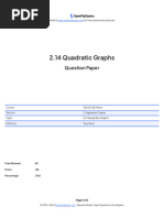 2.14 Quadratic Graphs: Question Paper