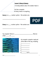 Binary Lesson Worksheets