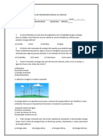 Avaliação de Ciências 8 Ano Energia