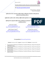 Aplicación de Las Ecuaciones Diferenciales Ordinarias de Primer Orden