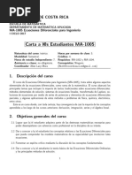 Carta A L@s Estudiantes MA-1005: Universidad de Costa Rica