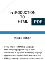 Introduction To HTML