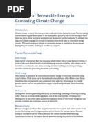 The Role of Renewable Energy in Combating Climate Change