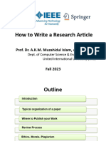 How To Write A Research Article: Prof. Dr. A.K.M. Muzahidul Islam