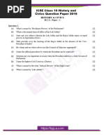 ICSE Class 10 History and Civics Question Paper 2016