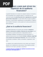 Auditoría Financiera Caracteristicas