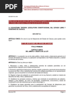 Ley de Adopciones Del Estado de Oaxaca (Dto Ref 620 LXV Legis Aprob 6 Jul 2022 PO 31 9a Secc 30 Jul 2022)