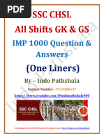 SSC CHSL All Shifts 1000 GK&GS Question Colour