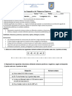 Prueba Sumativa de Números Enteros 7° Año Básico Fila A